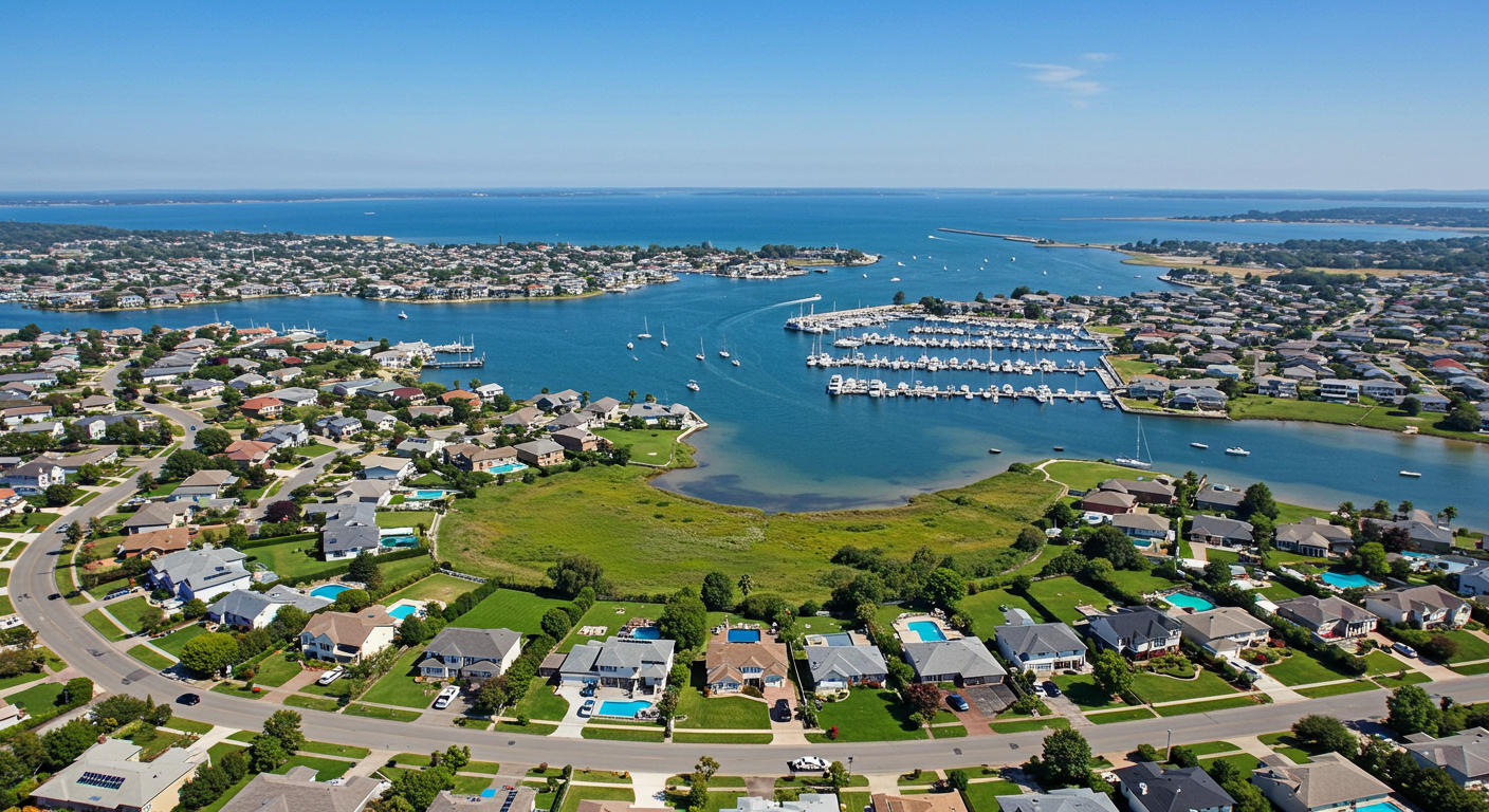 aerial view of newport beach homes