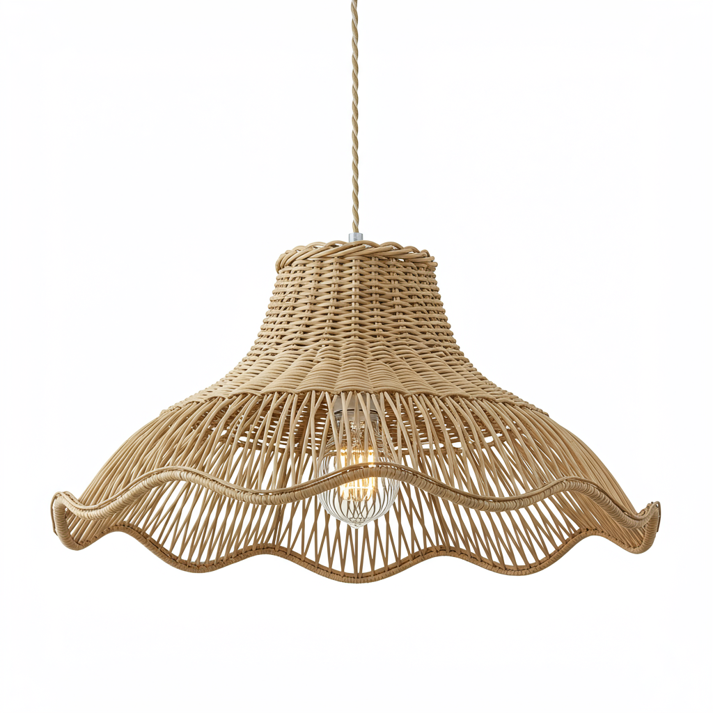 rattan wavy pendant light