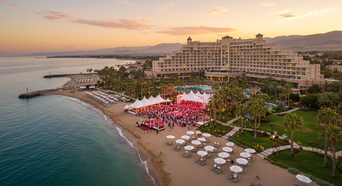 Tents serving wine on the beach