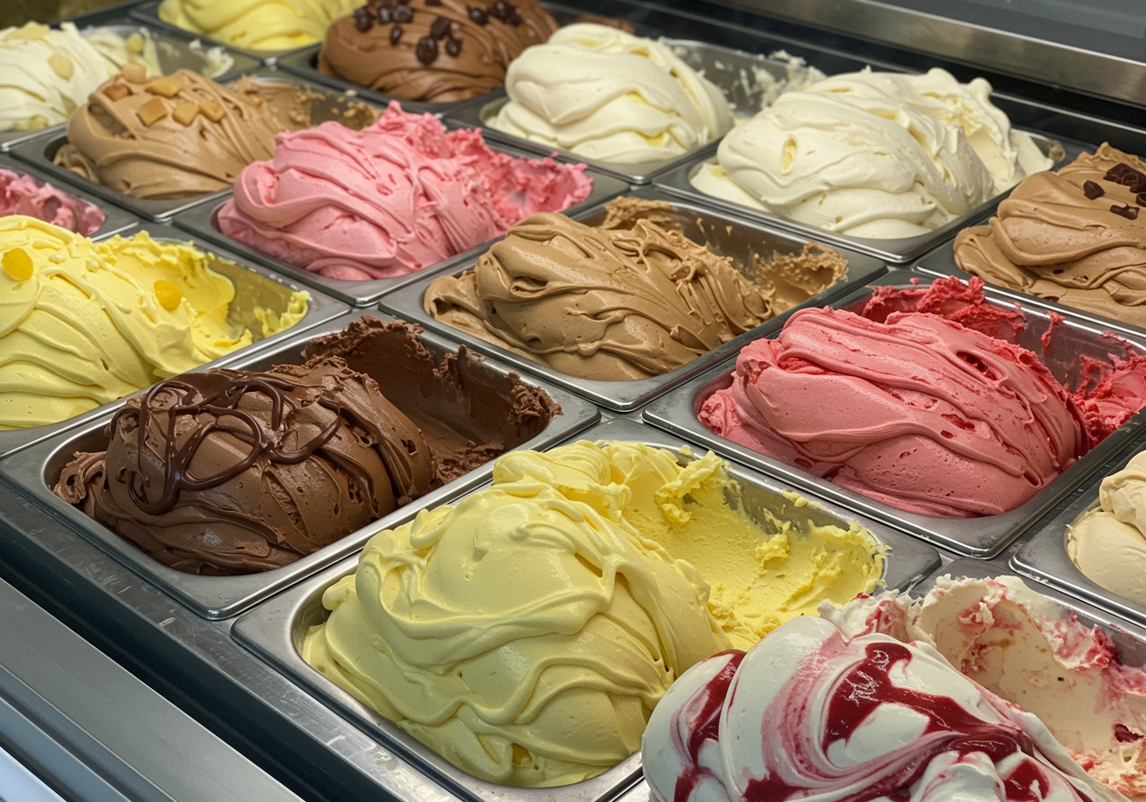 Gelato in a store window