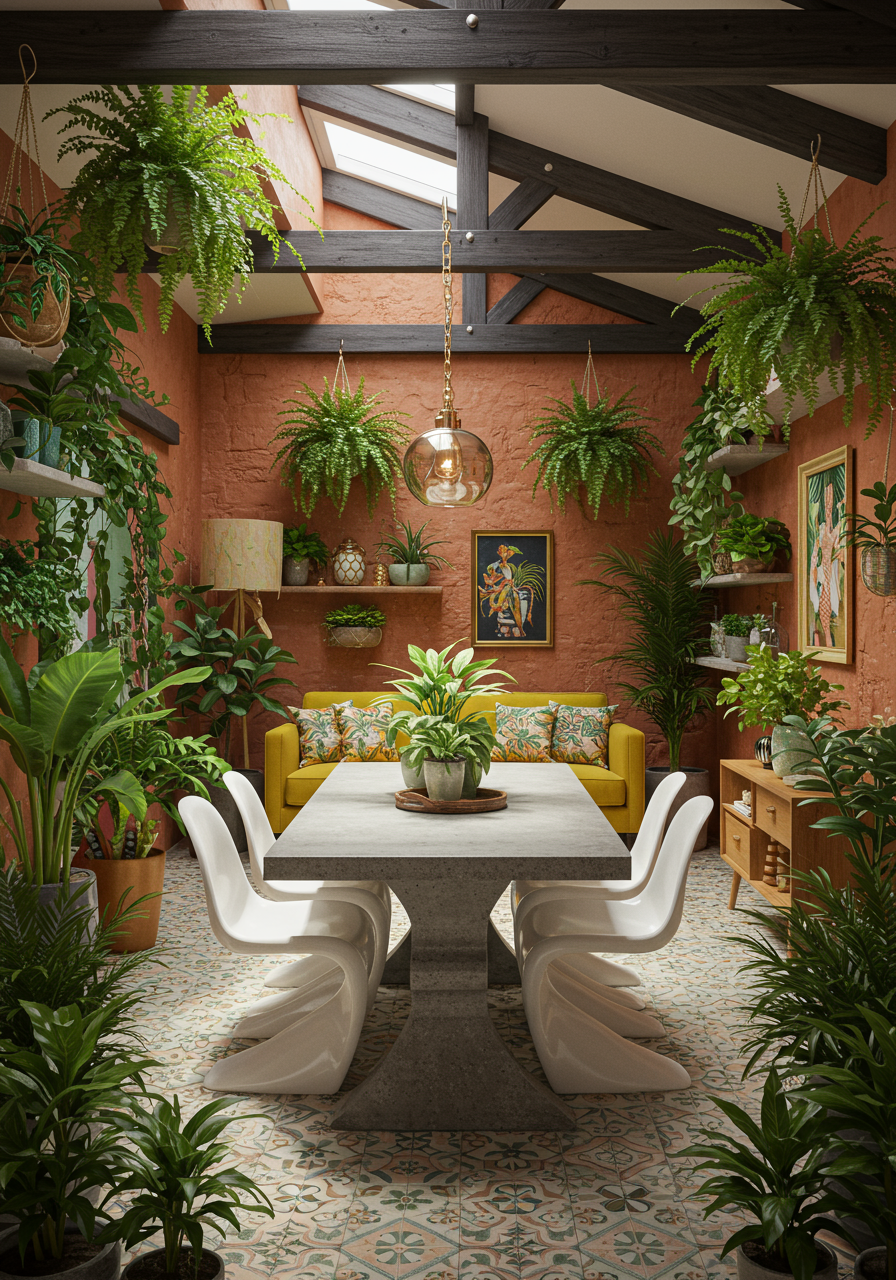 Justina Blakeney turned this lanai into a plant oasis inside her California dream house.