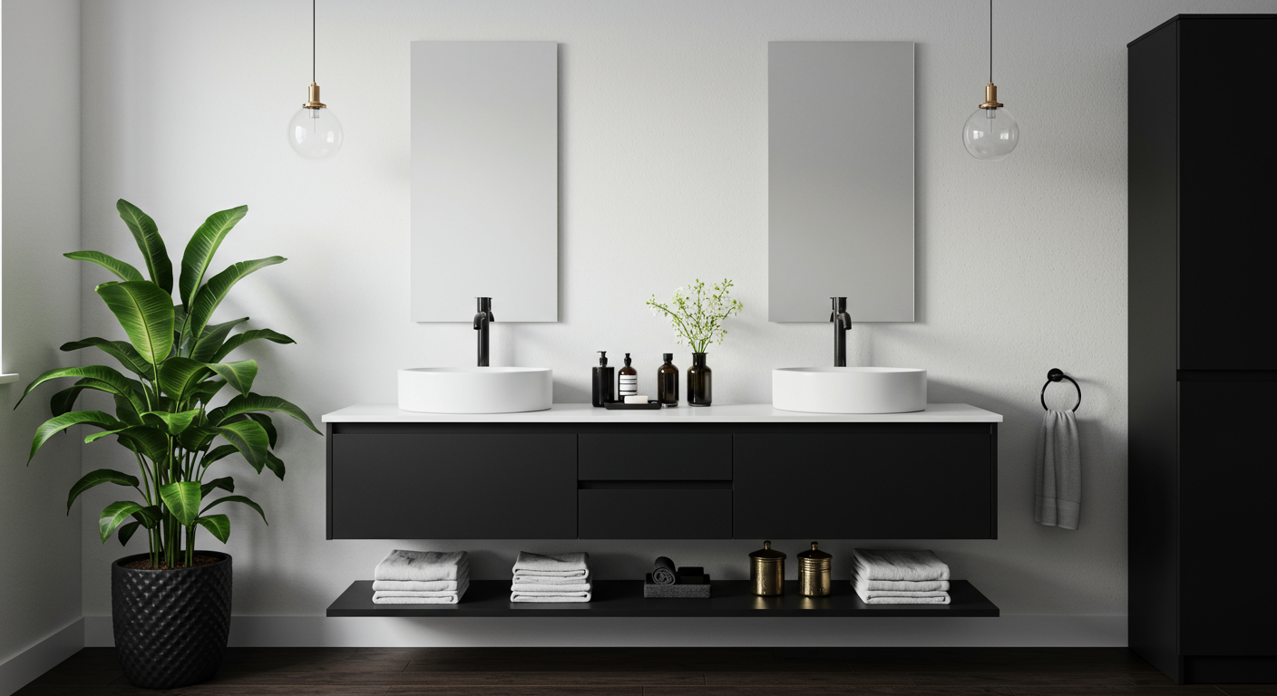 Stylish Wall-Mounted Double Vanity Unit