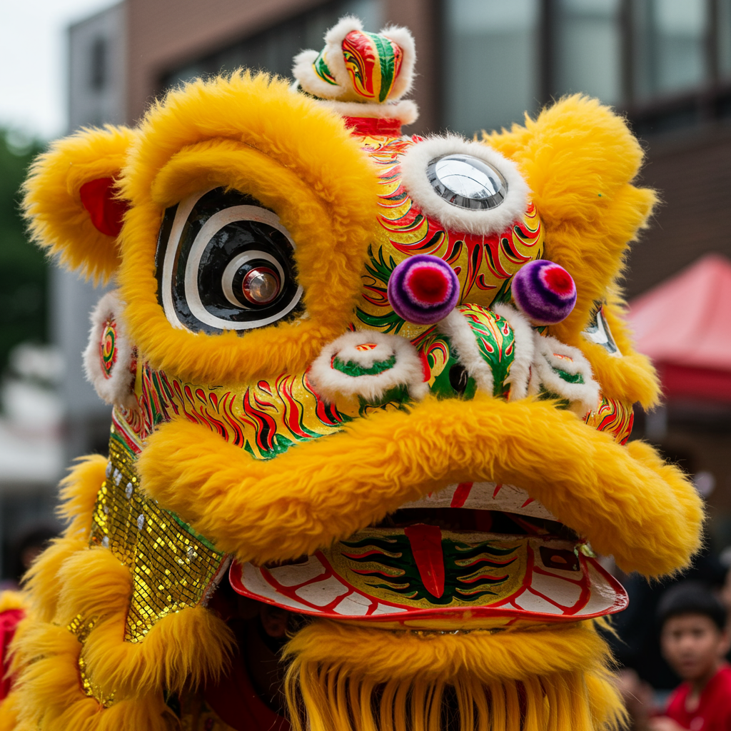 Yellow Lion Dance costume