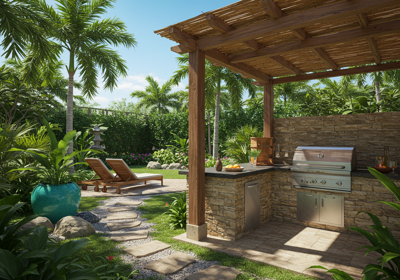 backyard at Balinese-style estate in Launiupoko maui