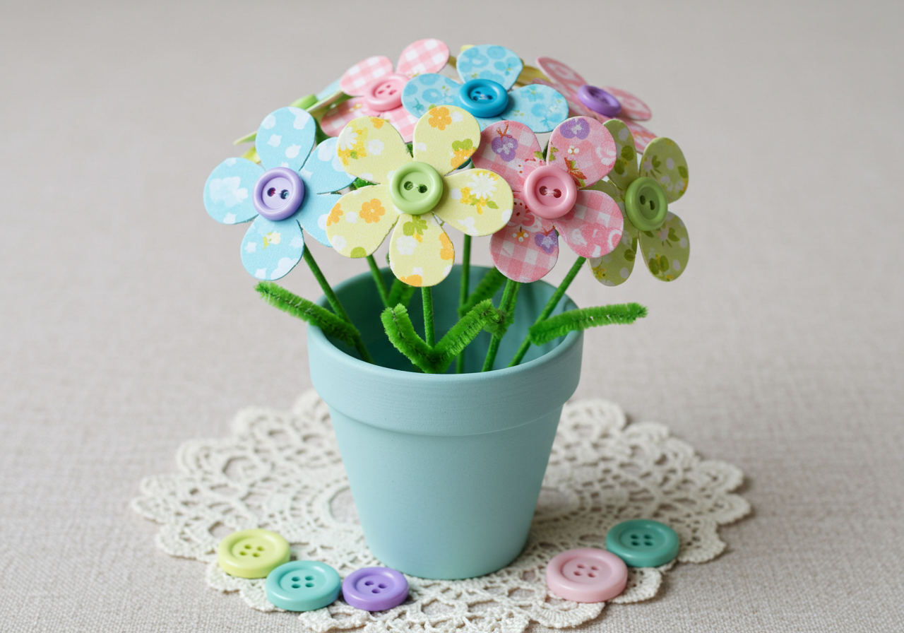 Colorful scrapbook paper in the shape of flowers with fingerprints