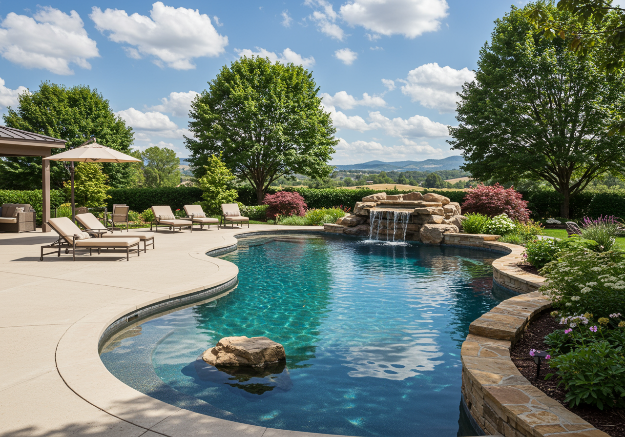Resort style pool overlooking endless views