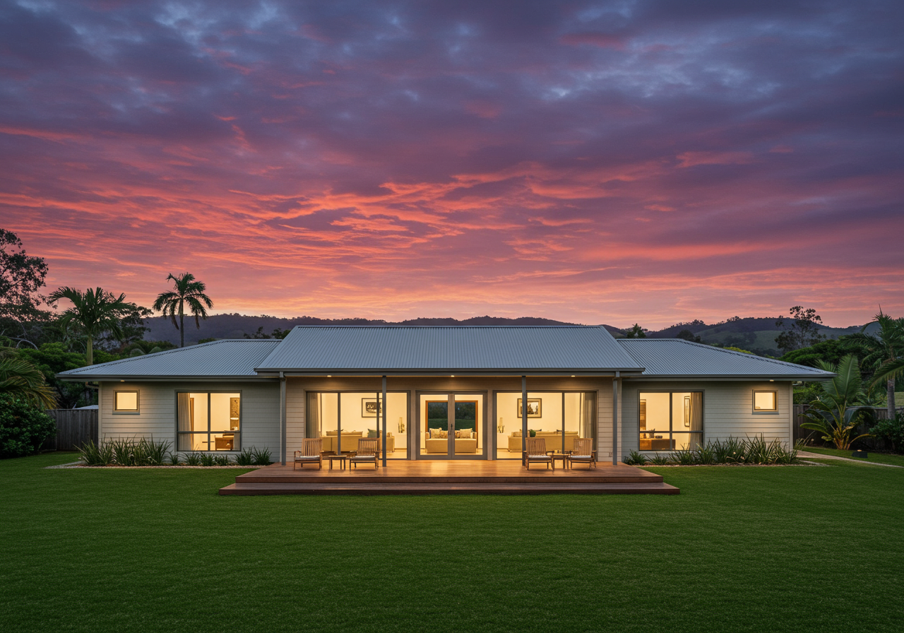 modern kula maui home at sunset