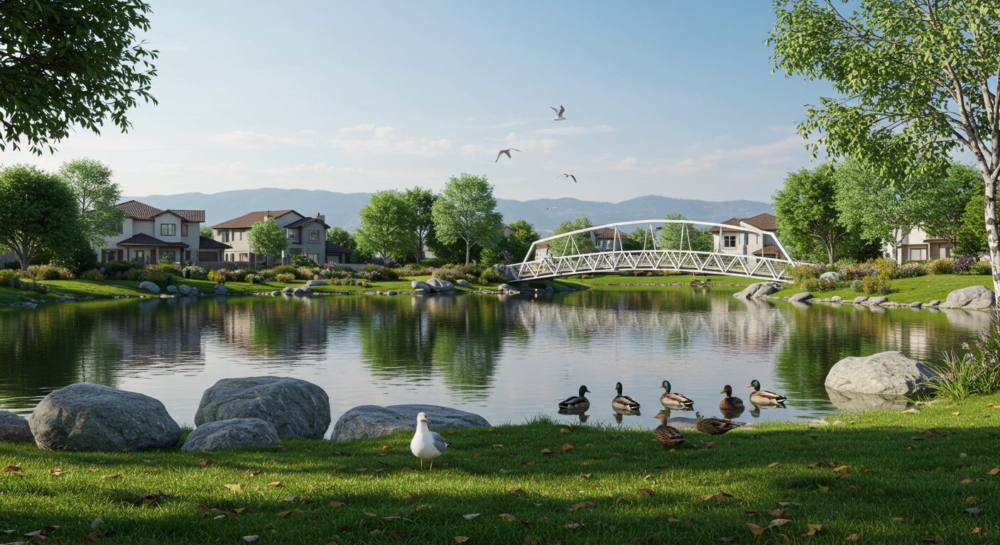 View of Woodbridge Lake in Irvine, CA