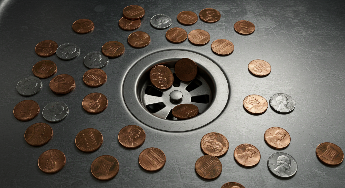 Coins in drain