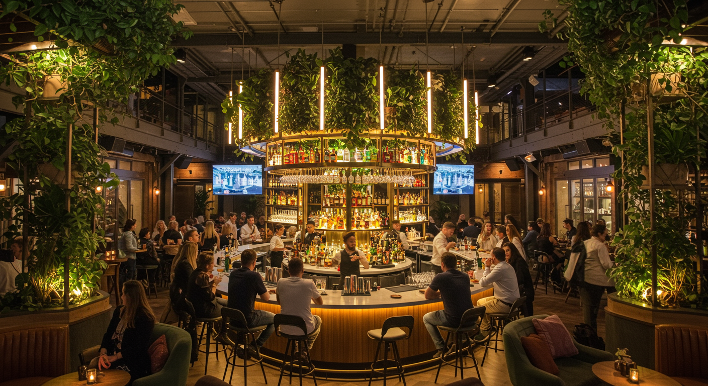 Large group of people eating at San Diego restaurant and bar Nolita Hall in Little Italy