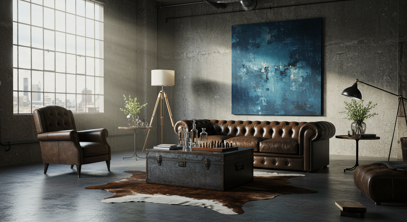 Modern Polished Concrete Living Room Interior