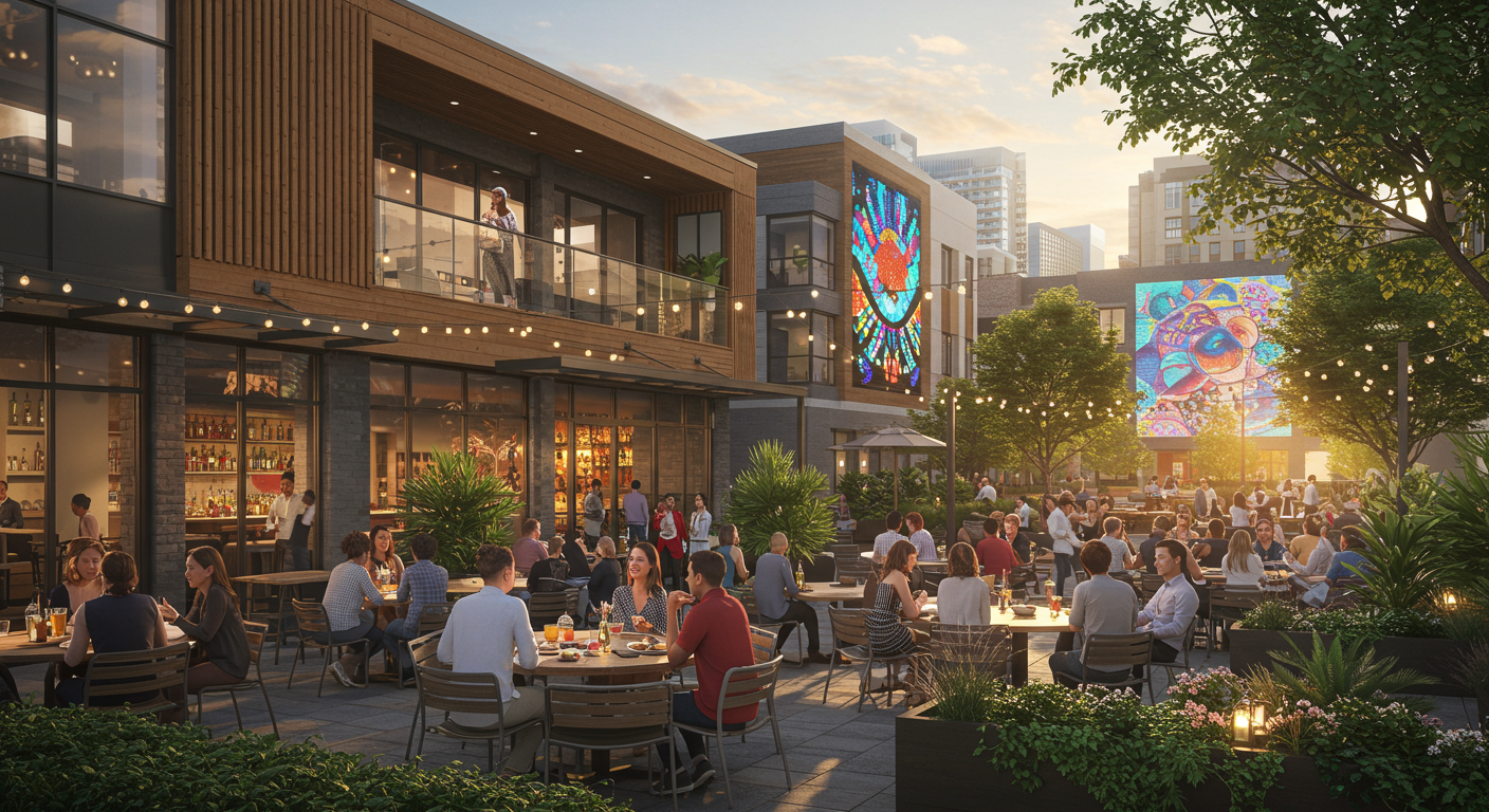 Dining options at The Battery Atlanta, featuring outdoor seating.