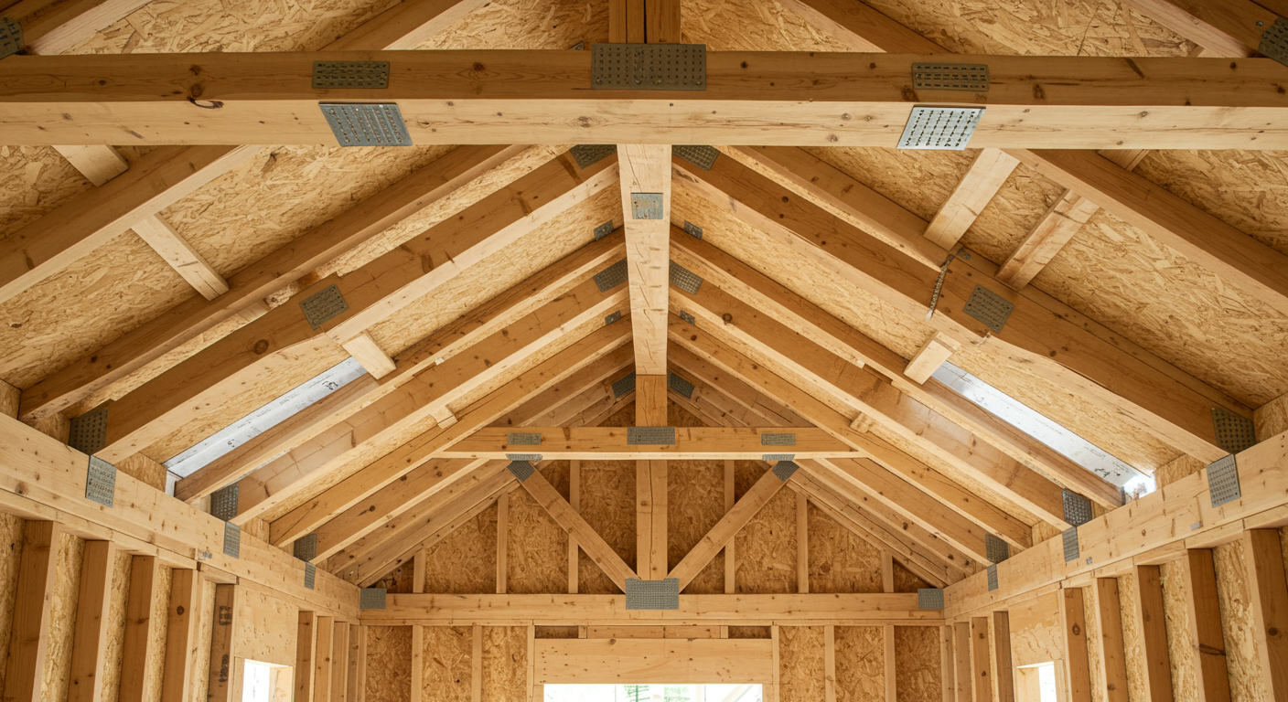 Exposed attic rafters