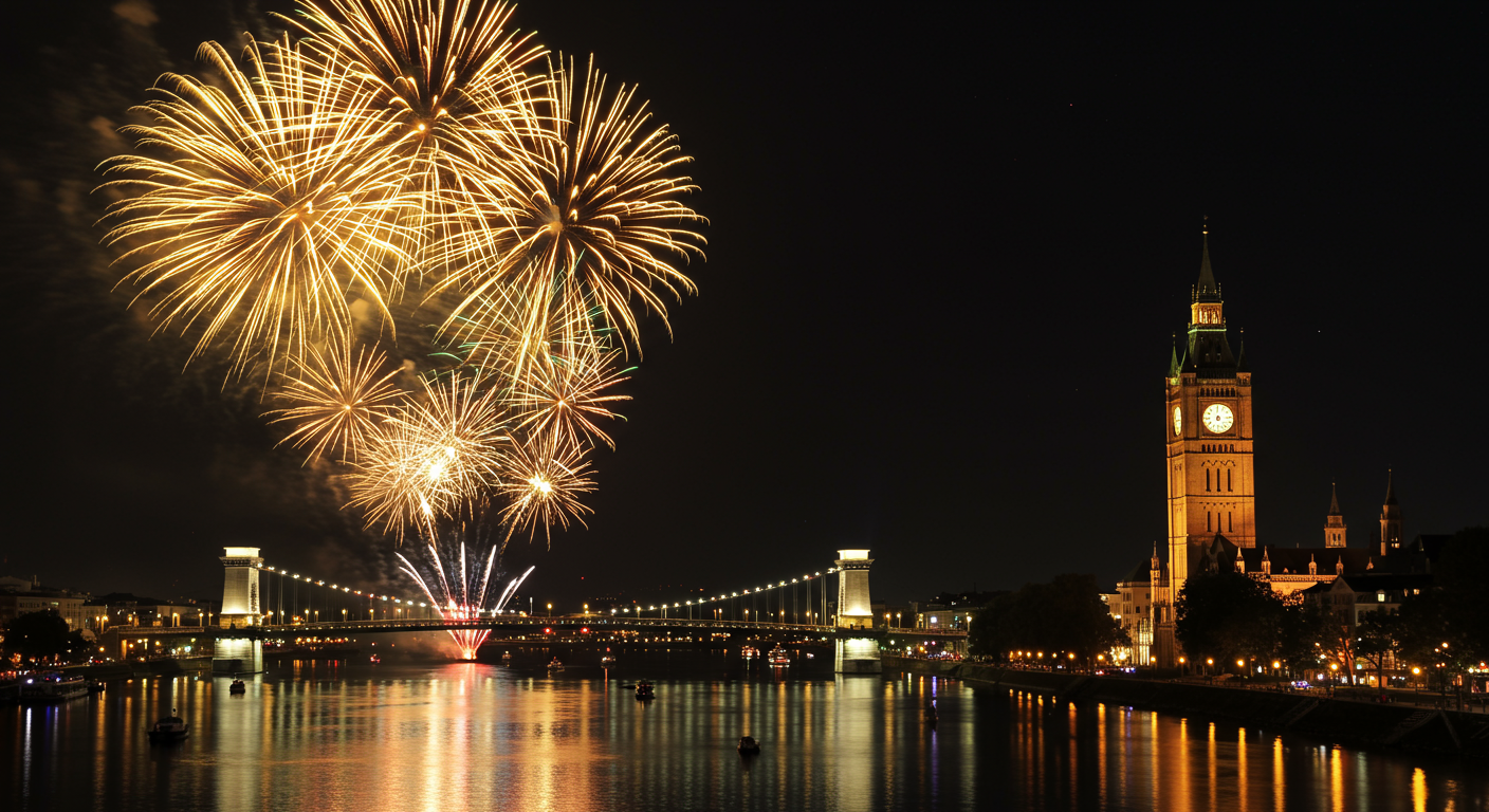 Fireworks above the Ferry Building.