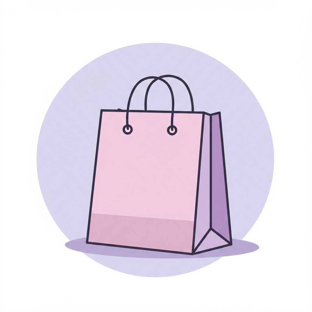 Pink paper shopping bag with dark handles
