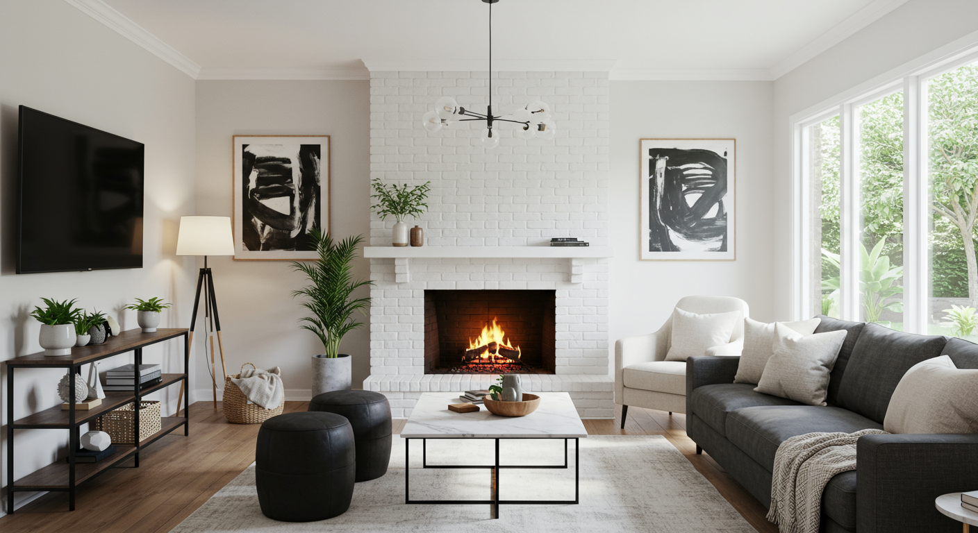 Living room after staging