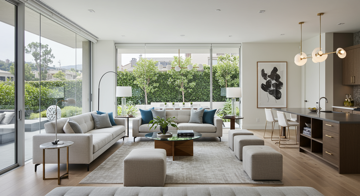 a collage of a living room