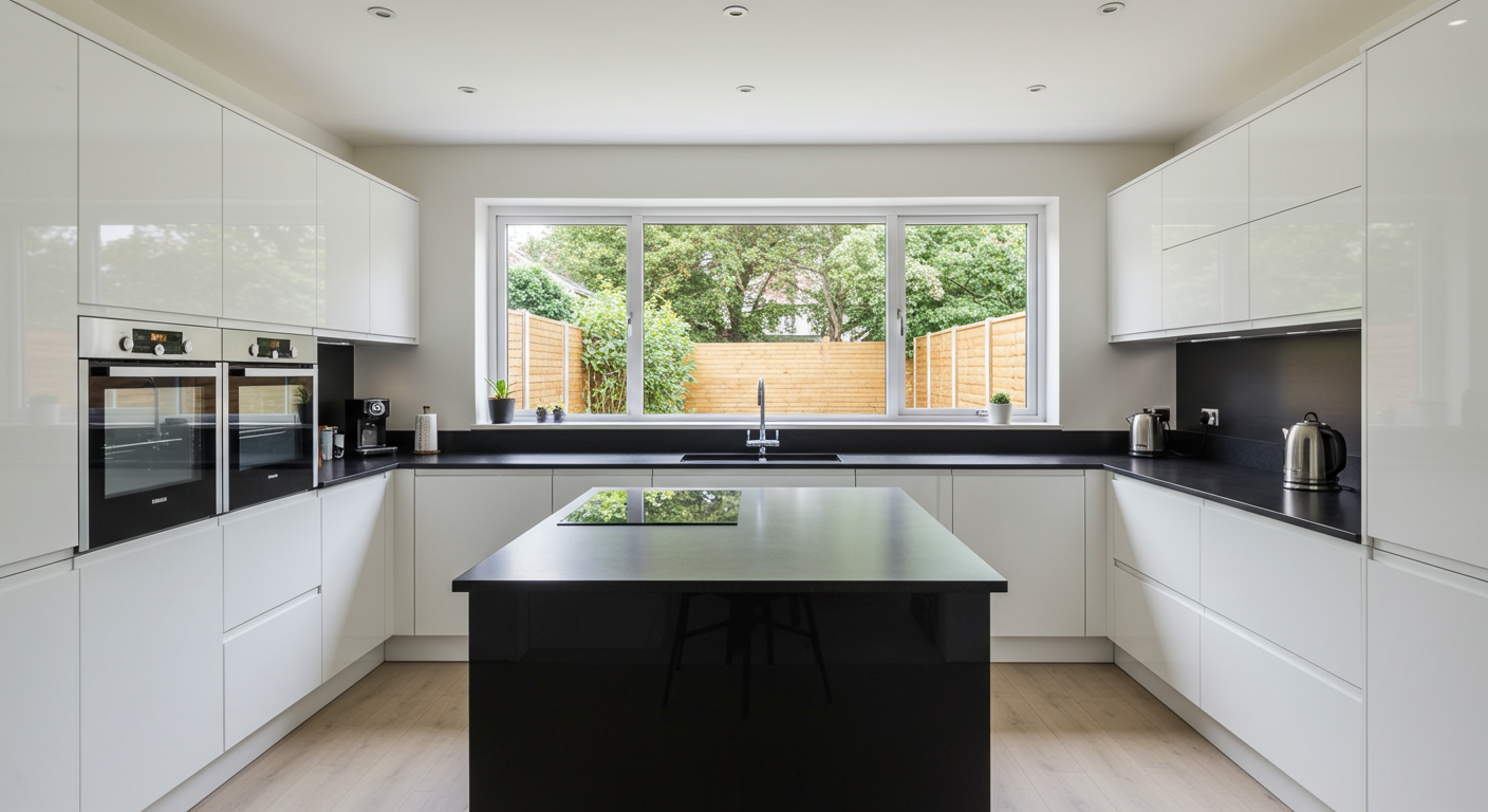 Luxury black and white kitchen