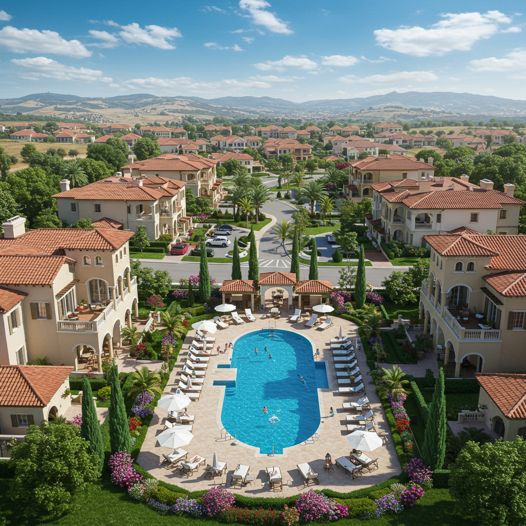 Palmia community clubhouse and pool in Mission Viejo