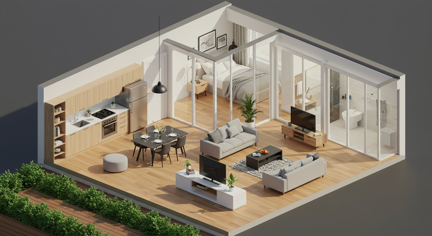 3D render of floor plan