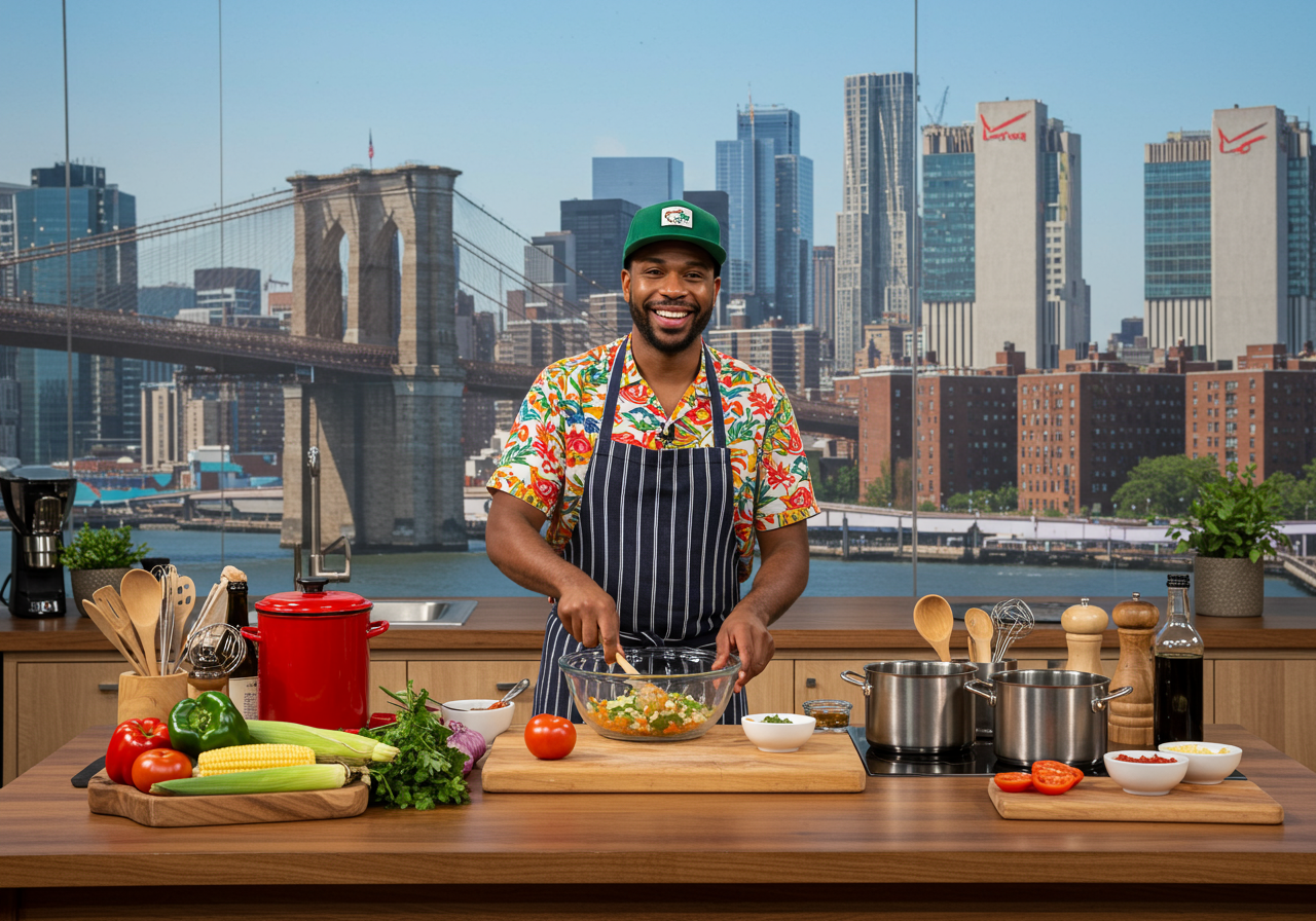 Chef Marcus Samuelsson giving a culinary demonstration. 