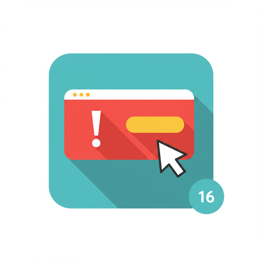 Browser alert icon with a cursor and a teal badge labeled 16.