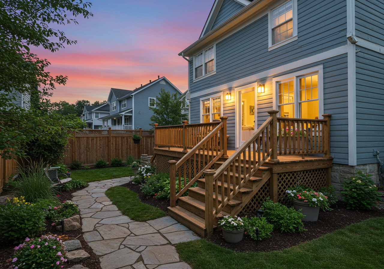 back yard with steps 3224 Folsom