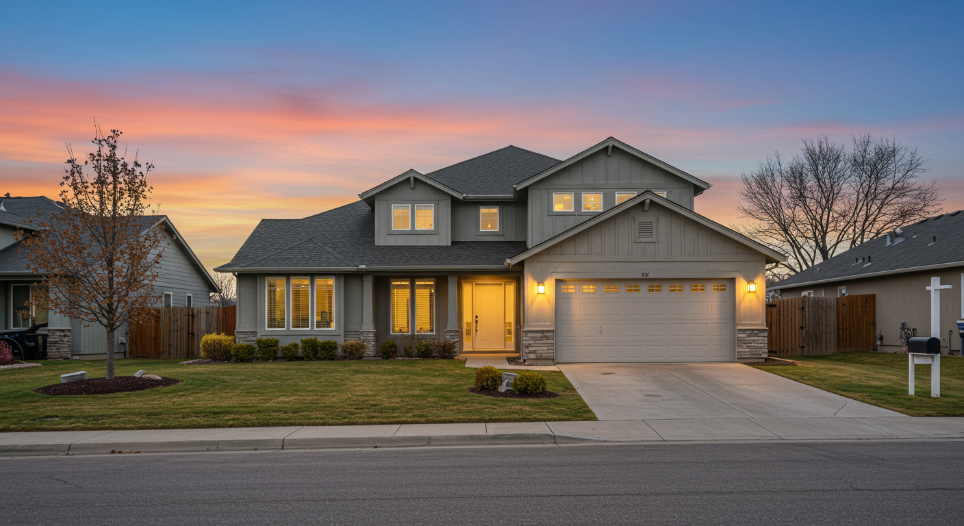 a house with a large front yard