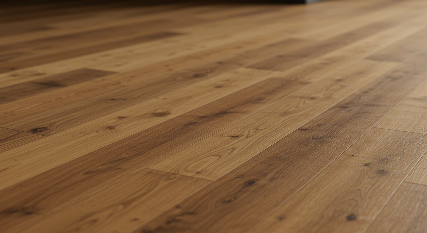 Vinyl floor detail, oak decor