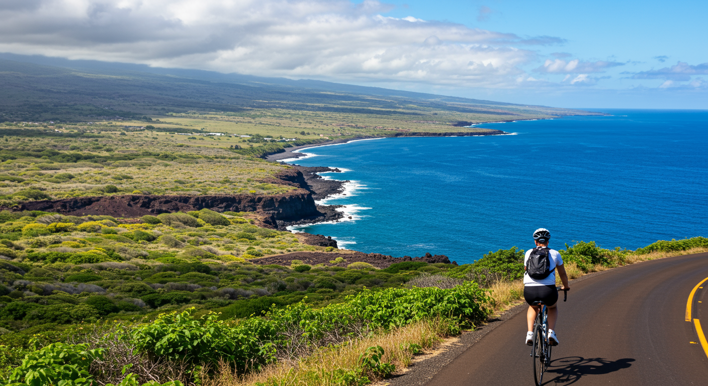 biking by the ocean on big island hawaii