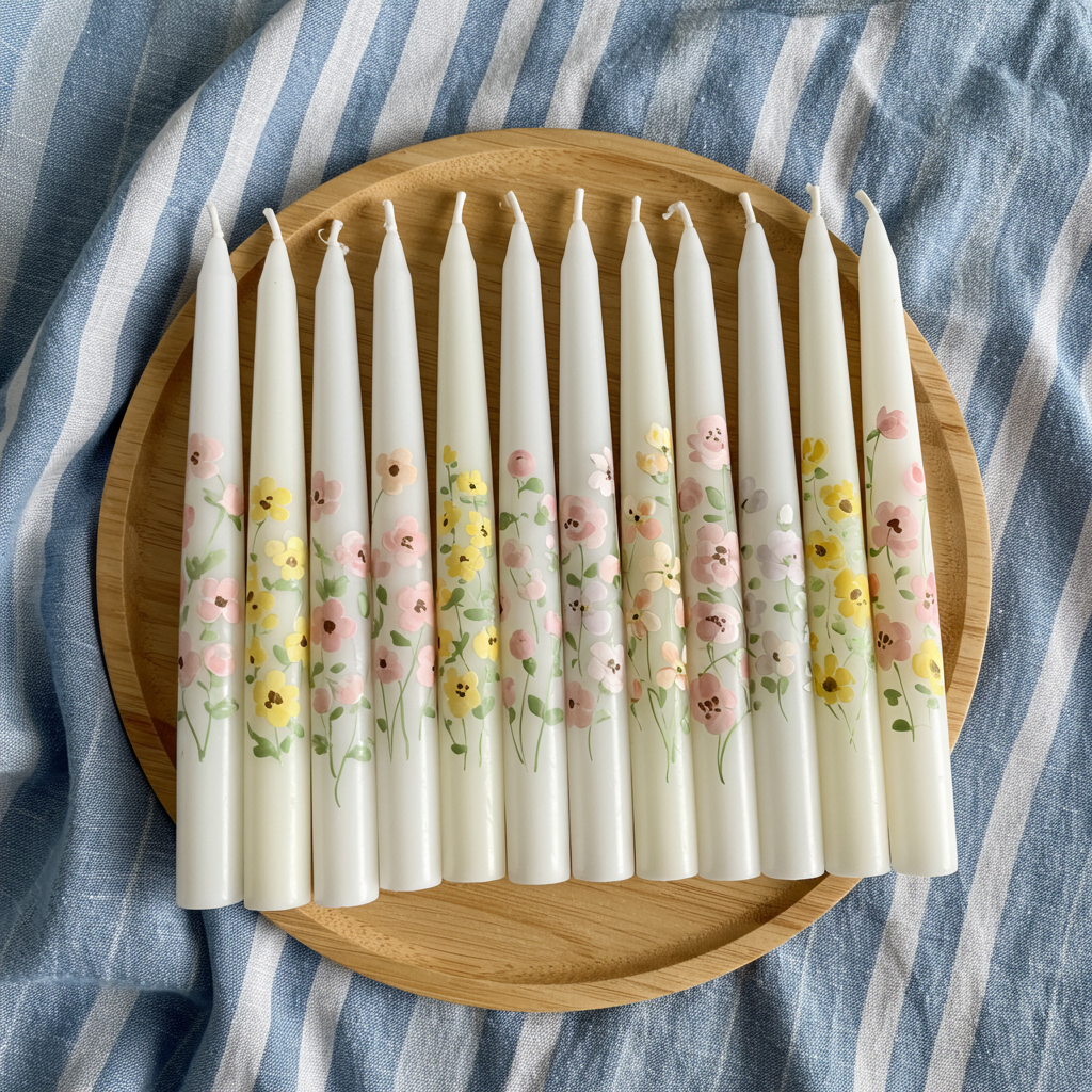 floral taper candles