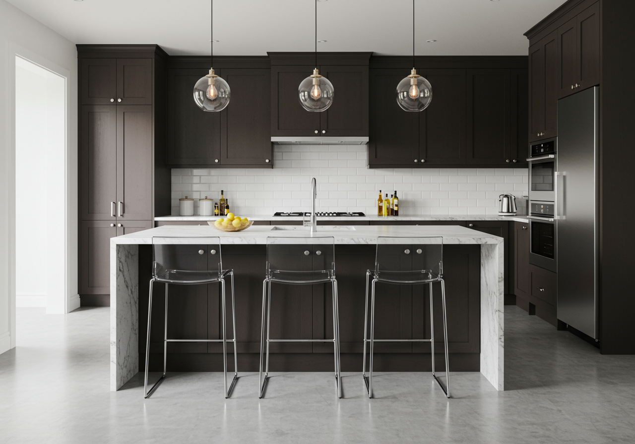 Close-up of traditional cabinet knobs before update