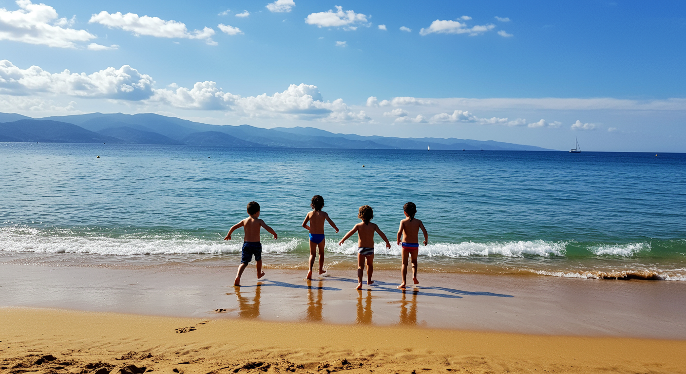boys run on maui beach