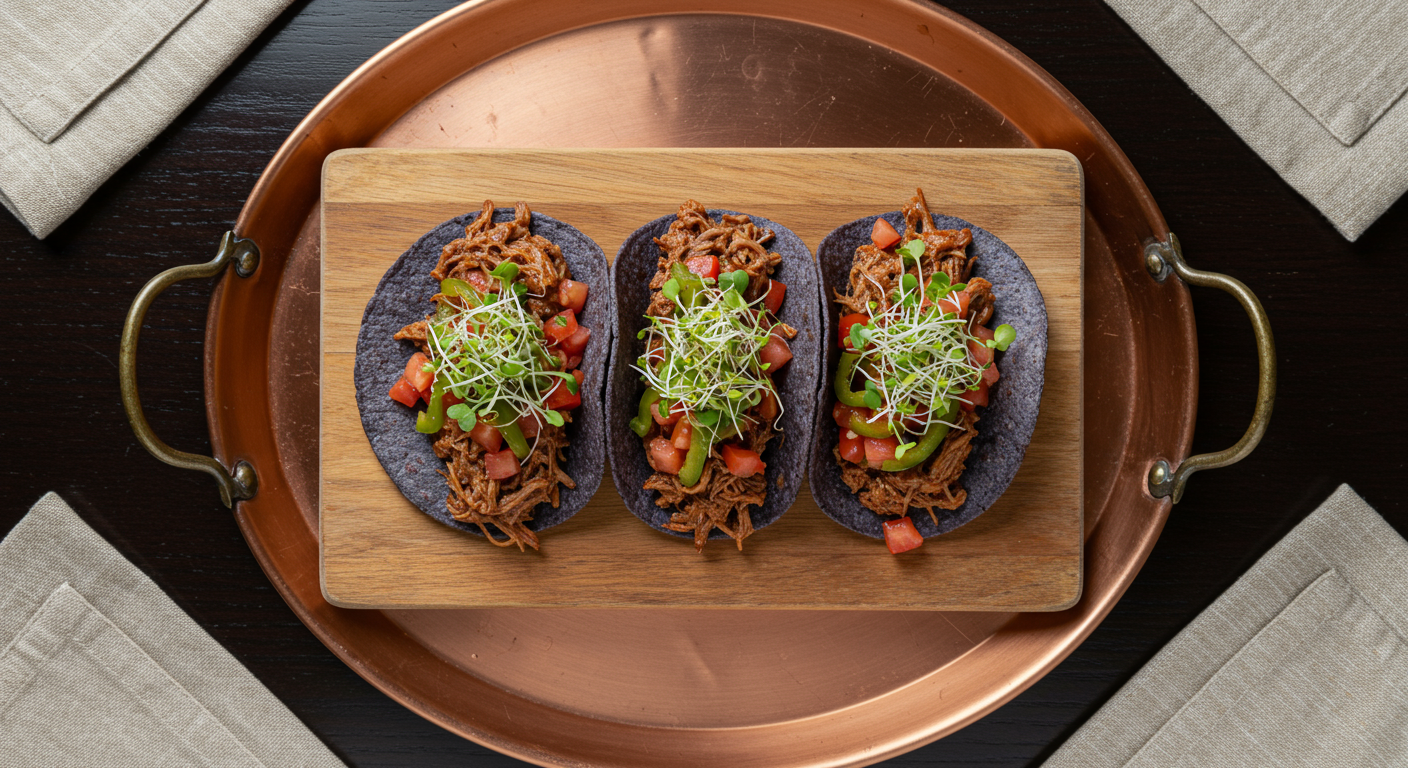 Carnitas tacos on fresh, hand made tortillas at Calavera