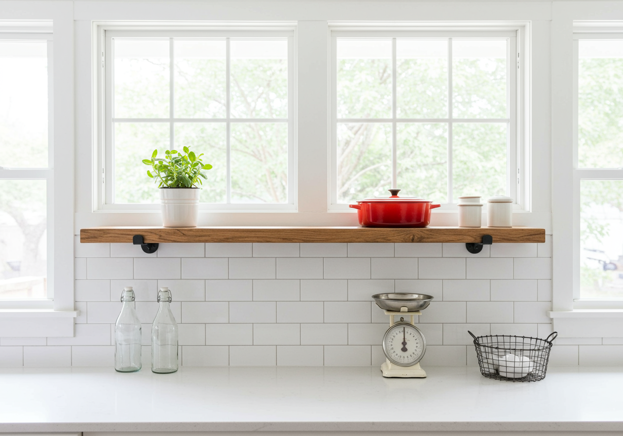 Floating shelves, displaying a stylish and minimalist storage solution.