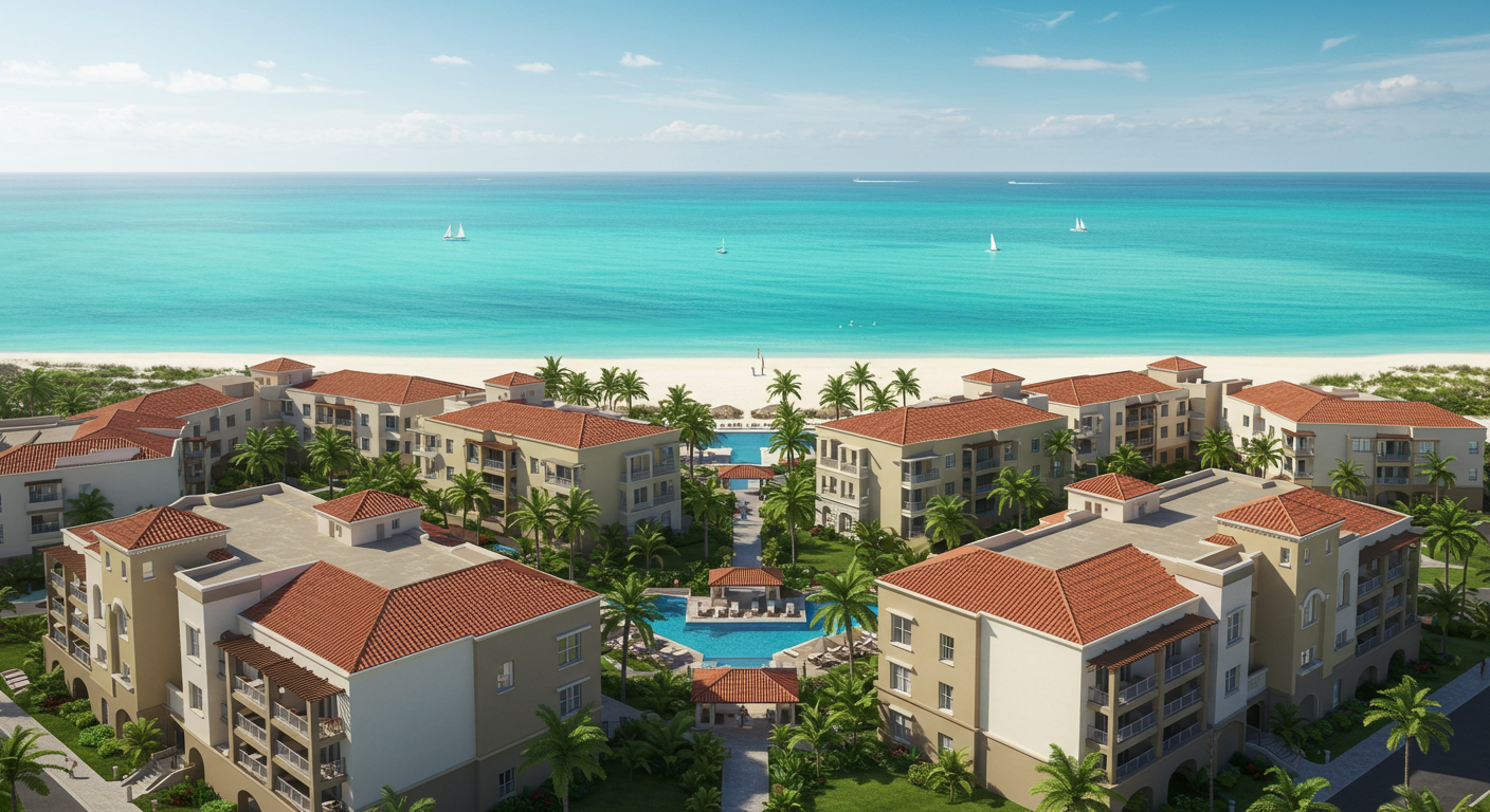 luxurious exterior design of tropical complex with pools and buildings punta cana, dominicana dron