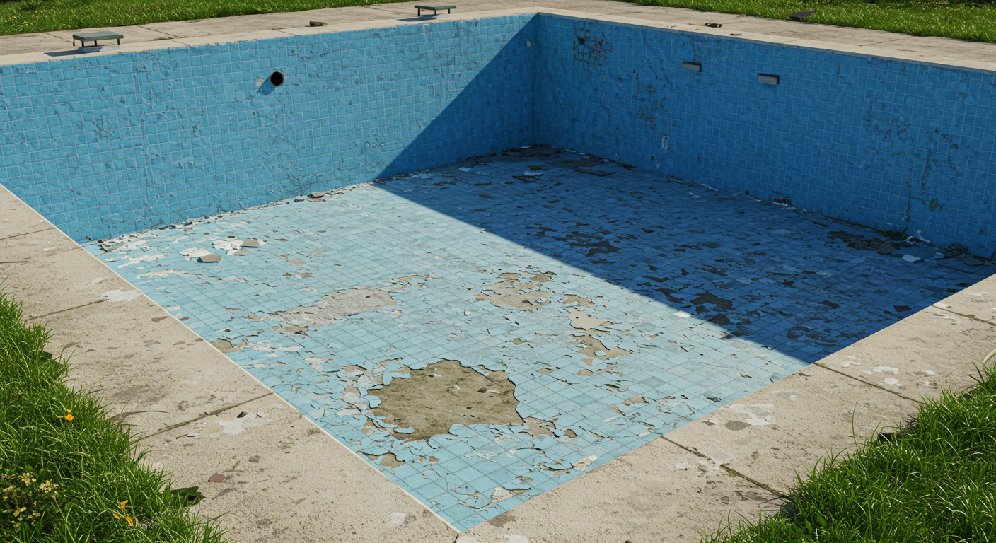 Construction work on an old swimming pool