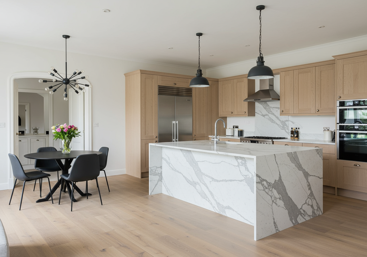 Upgraded, open format kitchen at 9 Seabluff, Newport Beach in Bonita Canyon