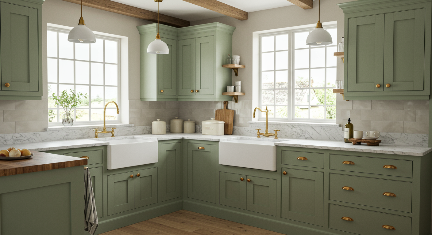 Beige painted kitchen with natural walls