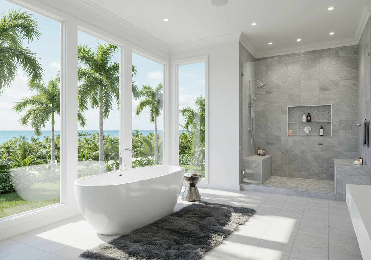 egg-shaped bathtub surrounded by windows