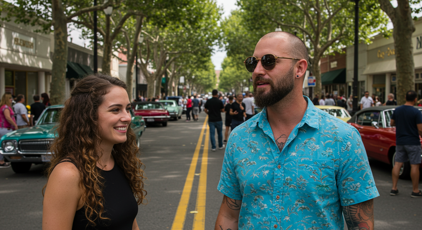 Mark Schweller of Prosper Real Estate Enjoying the Cruisin' Blues Car Show