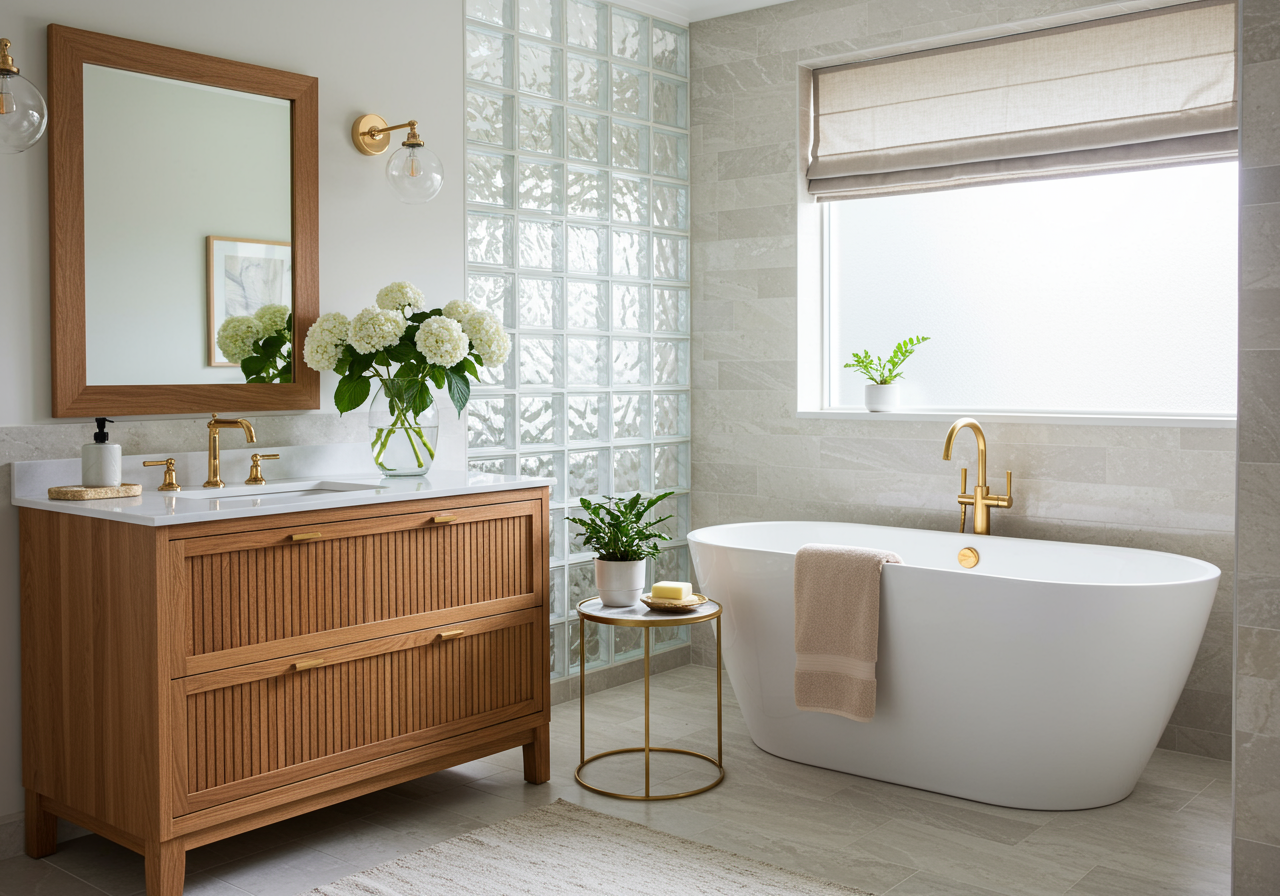 Bathroom with fluted details
