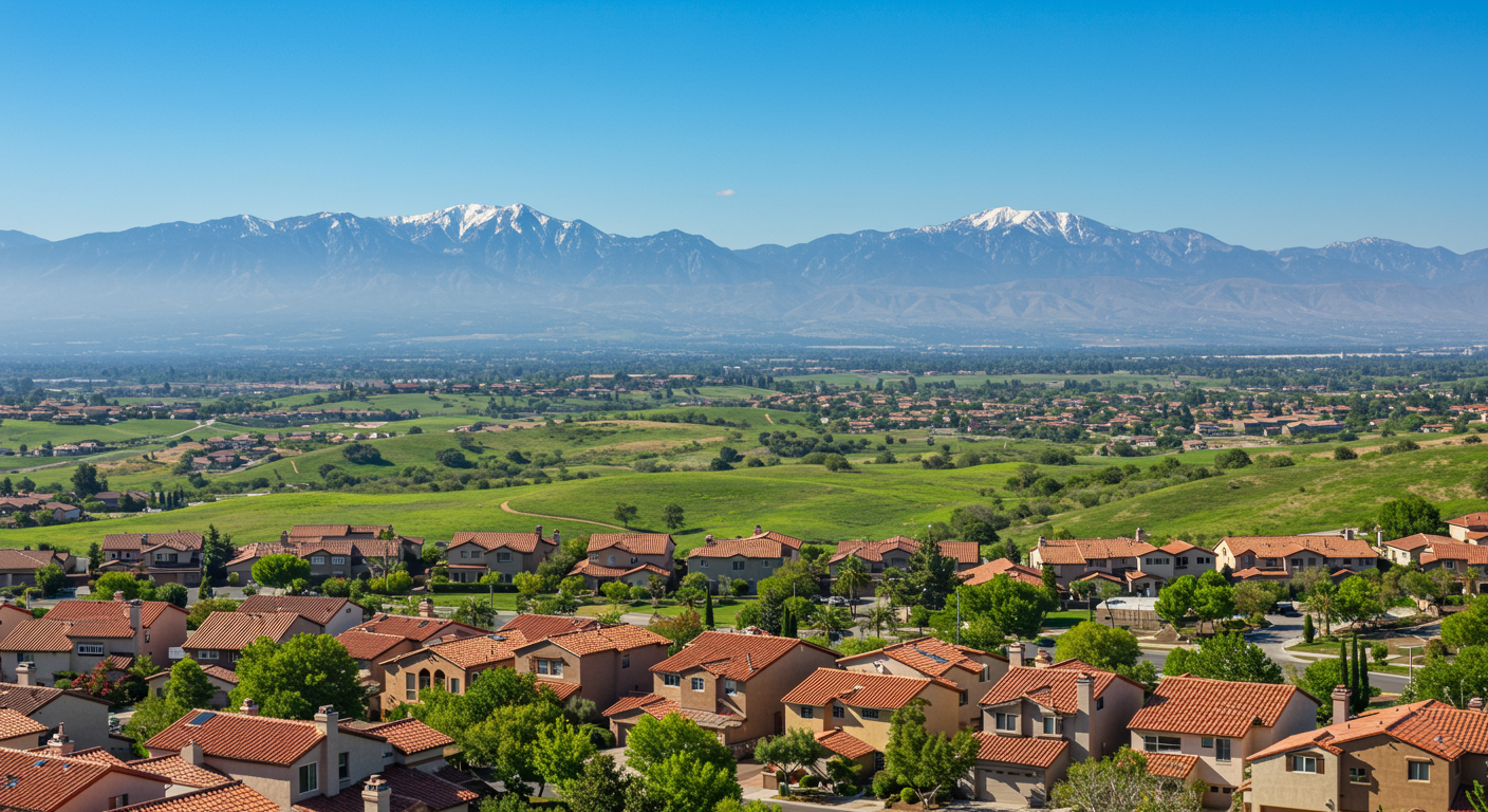 Aerial view of Laguna Niguel with homes and mountain views