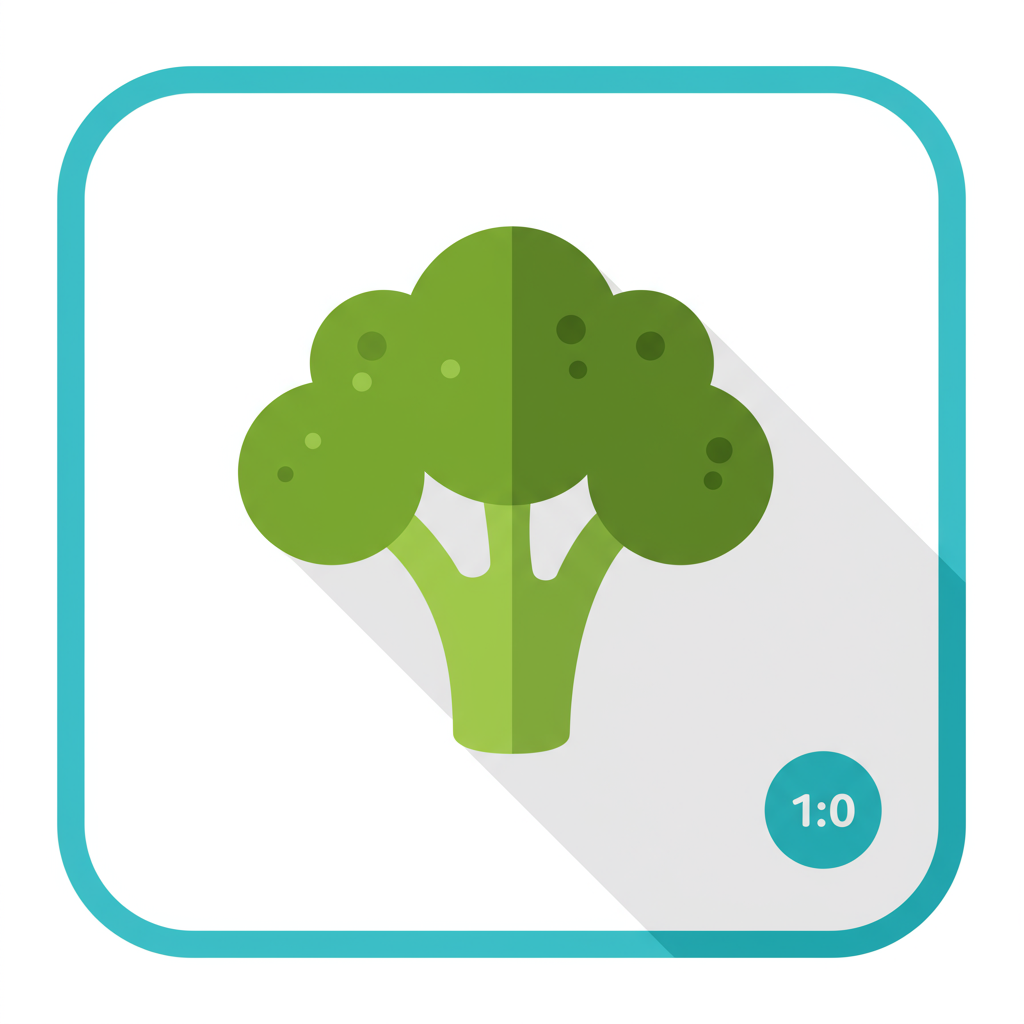Broccoli icon marked “1:0”.