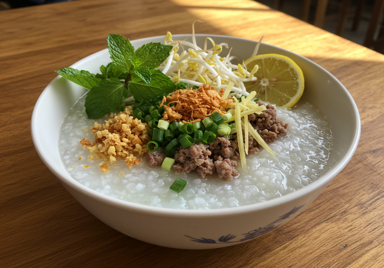 The farmers' porridge served with sprouts, mint and lemon at 3 Bottled Fish, a new Vietnamese cafe in Oakland.