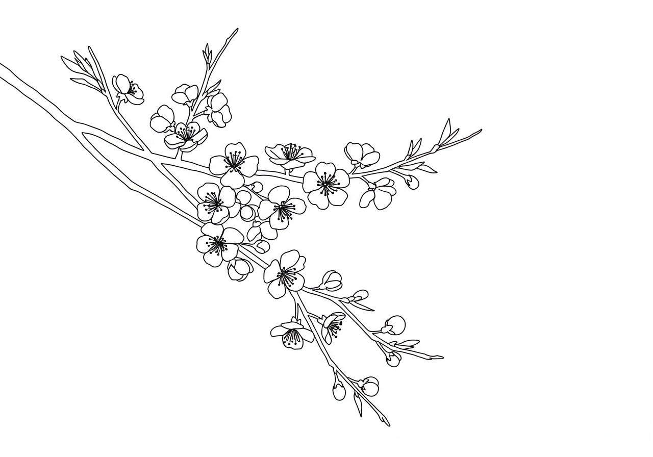 Cherry Blossom Coloring Page 1