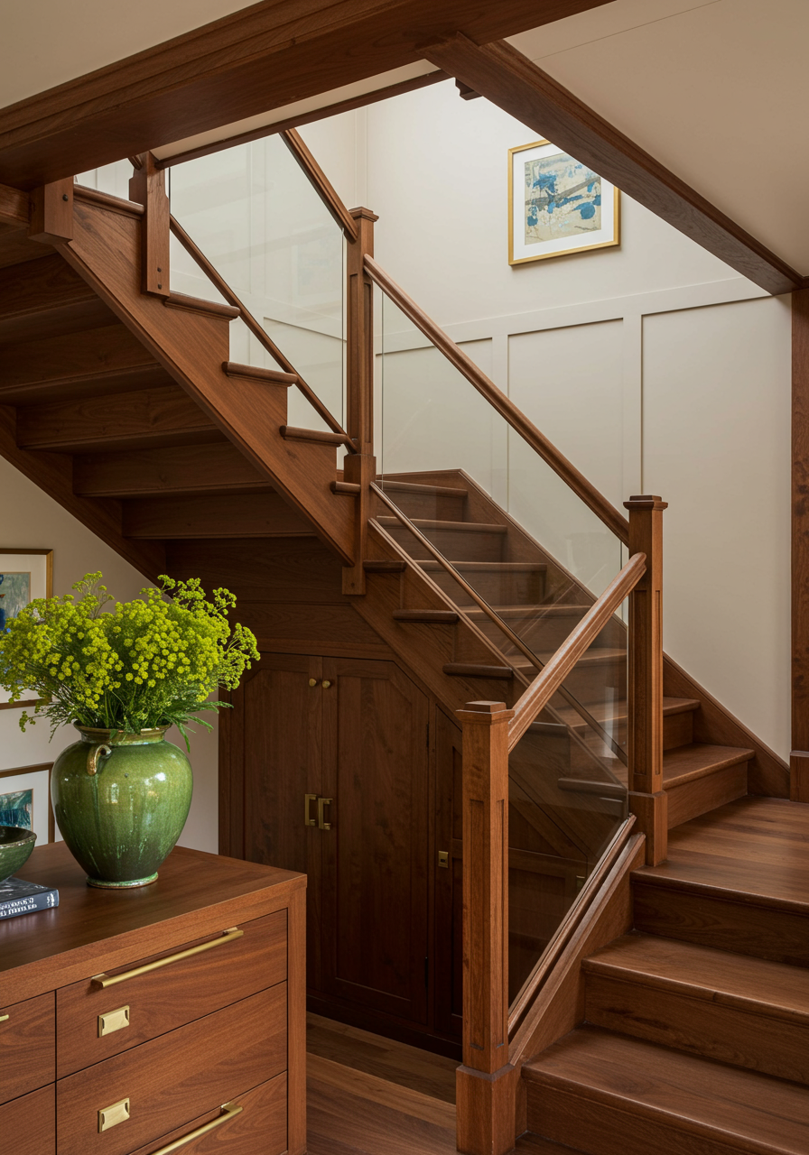 Image may contain Architecture Building House Housing Staircase Indoors Interior Design Art Painting and Wood