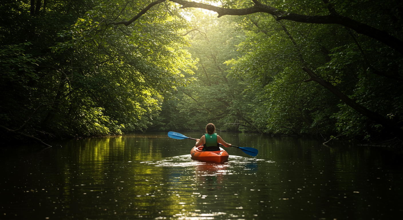 wetland and river habitat and kayaking in Roswell - Riverside Park