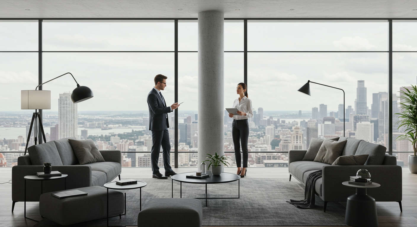 Real Estate Agent home viewing with a couple