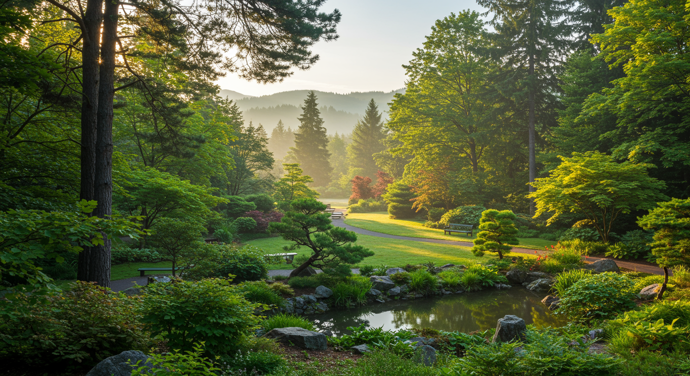 Tranquil landscape at San Francisco Botanical Garden.
